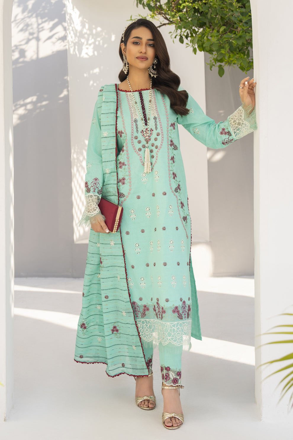 BRANDSINN-3PC LAWN EMBROIDERED SHIRT WITH LAWN  EMBROIDERED READY TO WEAR DUPATTA-BIC-02