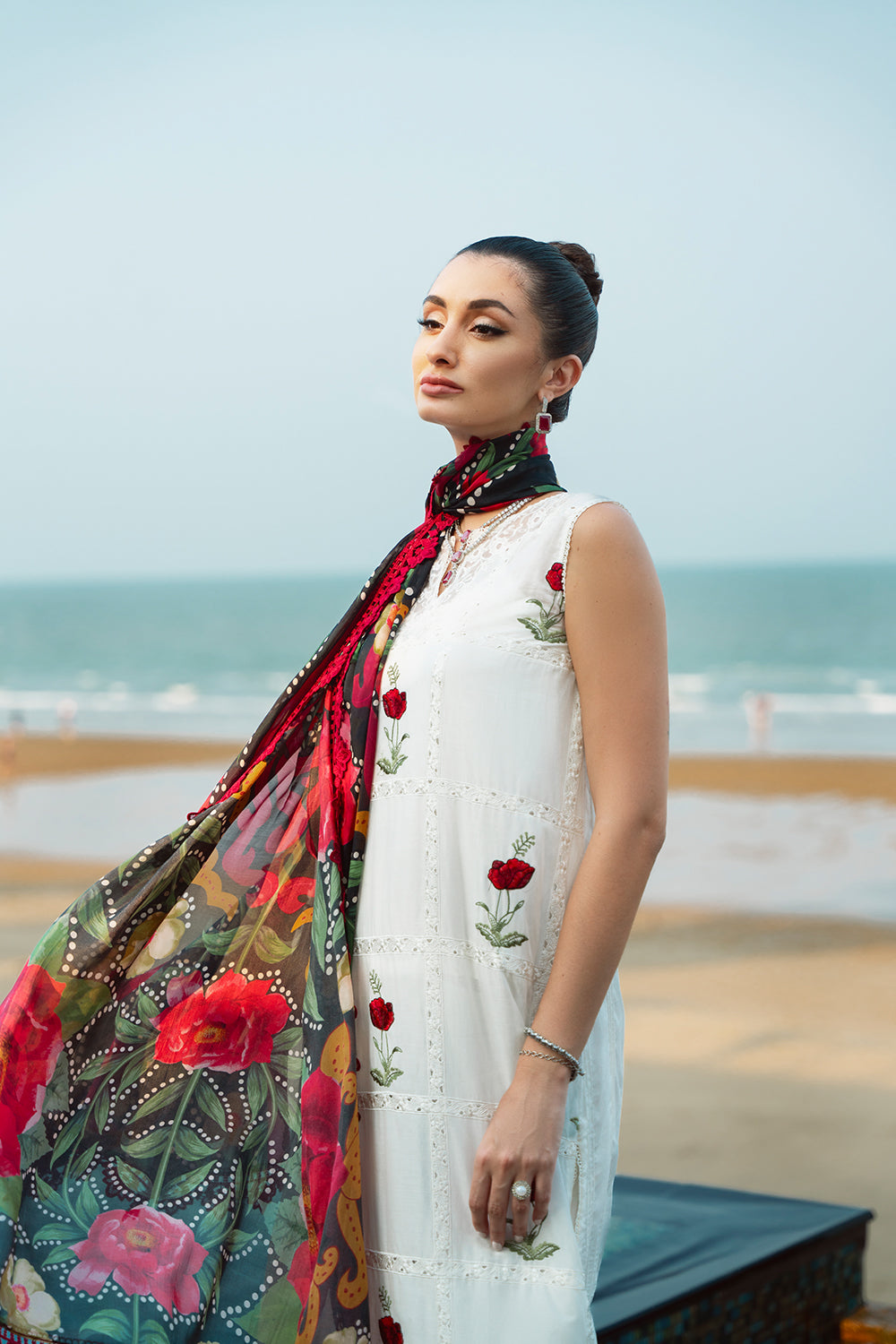 SAIRA- 3PC LAWN EMBROIDERED SHIRT WITH DIAMOND PRINT DUPATTA AND TROUSER-BIC-2872