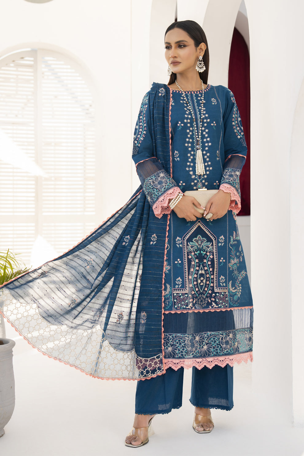 BRANDSINN-3PC LAWN EMBROIDERED SHIRT WITH LAWN  EMBROIDERED READY TO WEAR DUPATTA-BIC-04