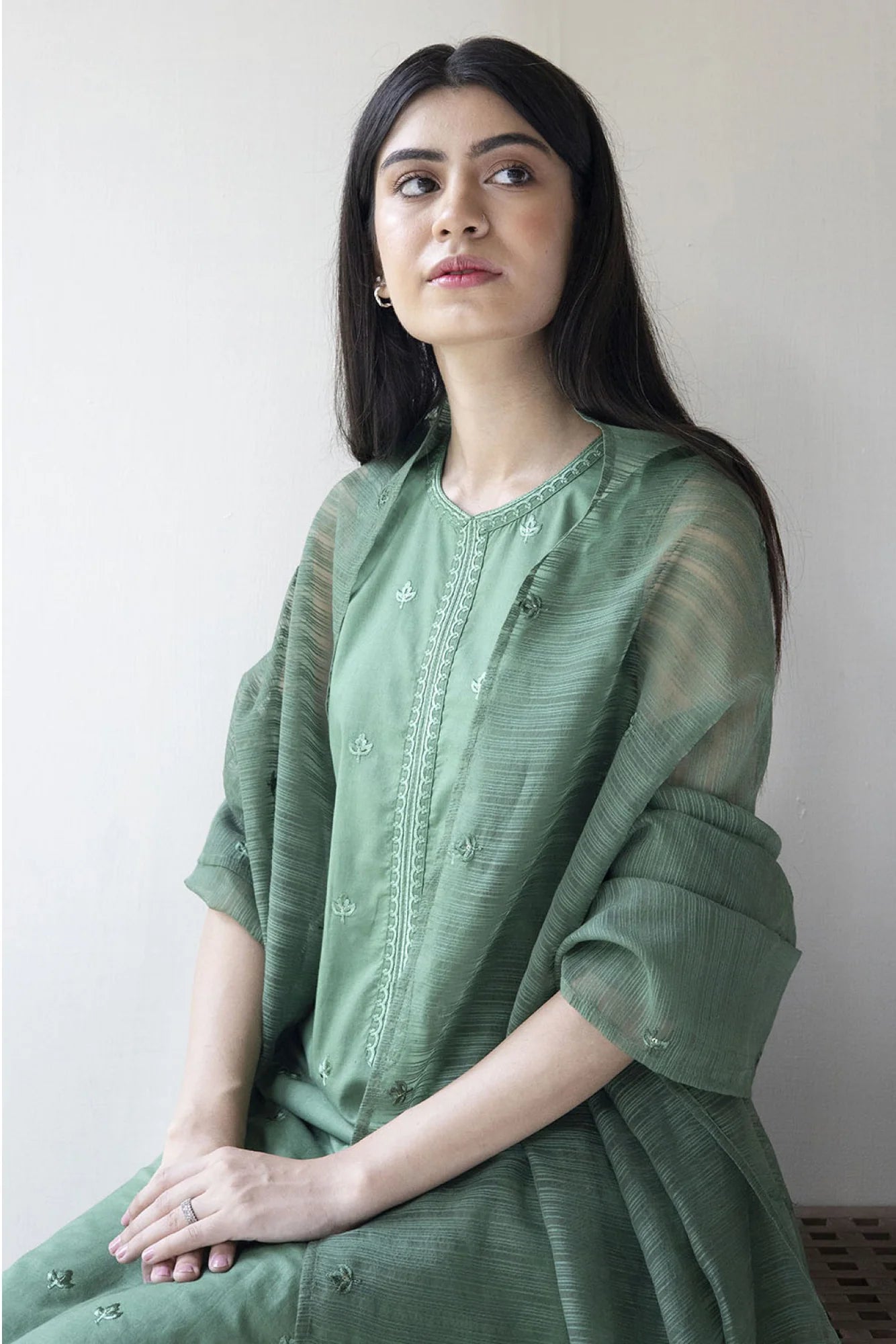 DYOT - 3PC LAWN EMBROIDERED SHIRT WITH ORGANZA EMBROIDERED DUPPATTA & TROUSER-BIC-3615