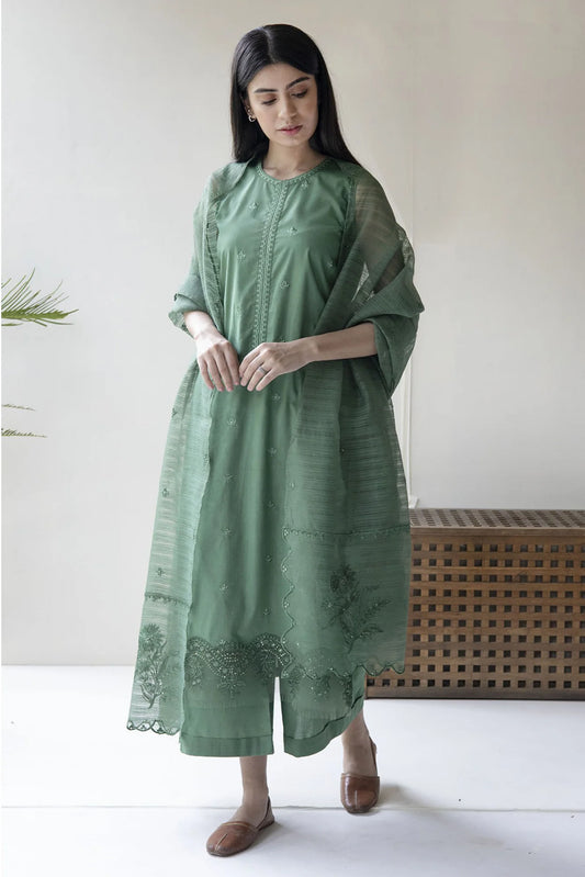 DYOT - 3PC LAWN  WITH ORGANZA EMBROIDERED DUPPATTA - BIC-2655