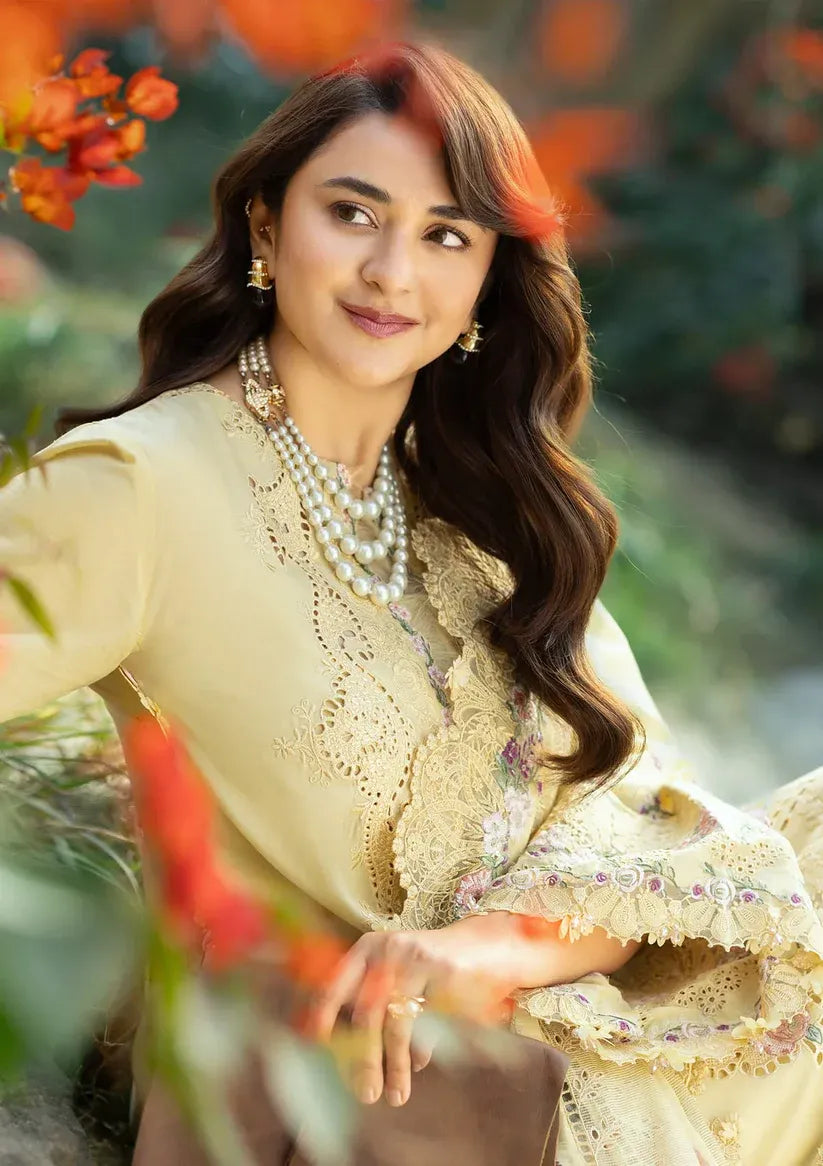 RANG RASIYA-3PC LAWN EMBROIDERED SHIRT WITH KHADDI NET EMBROIDERED DUPATTA AND TROUSER-BIC-4801