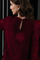 BATIK-3PC DHANAK EMBROIDERED SHIRT WITH COURTRAI PRINTED SHAWL & TROUSER-BIC-