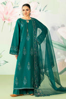 ETHNC-3PC LAWN SEQUIN EMBROIDERED SHIRT WITH ORGANZA EMBROIDERED DUPATTA AND TROUSER-BIC-4635