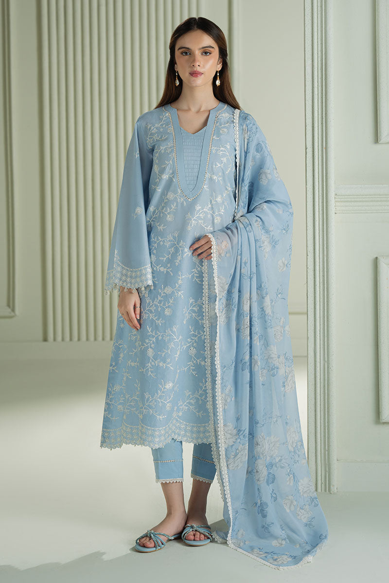 CROSS STITCH-3PC LAWN EMBROIDERED SHIRT WITH MONARK PRINTED DUPATTA AND TROUSER-BIC-3664