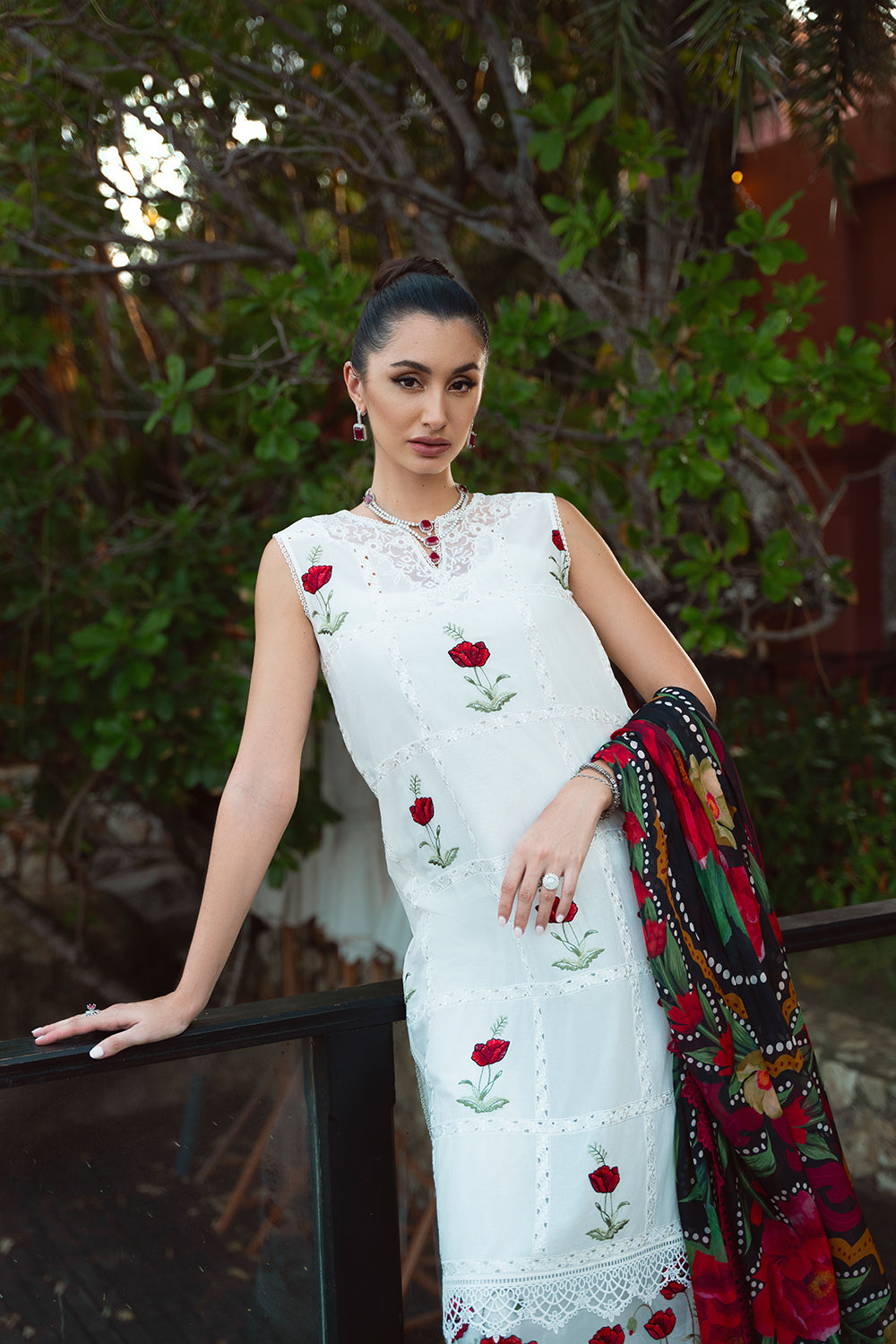 SAIRA- 3PC LAWN EMBROIDERED SHIRT WITH DIAMOND PRINT DUPATTA AND TROUSER-BIC-2872