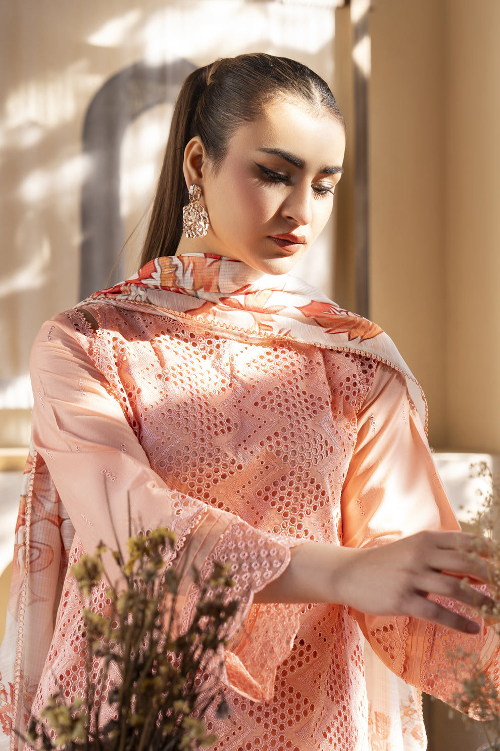 MIRAKHI-3PC LAWN LASERCUT EMBROIDERED SHIRT WITH MOARK PRINT DUPATTA-BIC-VOL-3