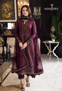 ASIM JOFA-3PC DHANAK EMBROIDERED SHIRT WITH DHANAK EMBROIDERED SHAWL & DHANAK TOUSER-BIC-4291