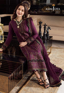 ASIM JOFA-3PC DHANAK EMBROIDERED SHIRT WITH DHANAK EMBROIDERED SHAWL & DHANAK TOUSER-BIC-4291