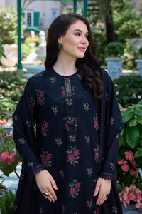 BAREEZE-3PC DHANAK EMBROIDERED SHIRT WITH DHANAK EMBROIDERED SHAWL AND TROUSER-BIC-5296