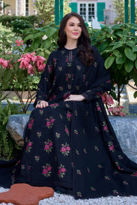 BAREEZE-3PC DHANAK EMBROIDERED SHIRT WITH DHANAK EMBROIDERED SHAWL AND TROUSER-BIC-5296