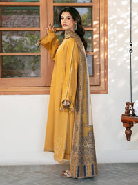 IZEL-3PC DHANAK EMBROIDERED SHIRT WITH COURTRAI PRINTED SHAWL & TROUSER-BIC-4372