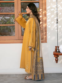 IZEL-3PC DHANAK EMBROIDERED SHIRT WITH COURTRAI PRINTED SHAWL & TROUSER-BIC-4372