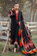 MARIA B -3PC KHADDAR HEAVY EMBROIDERED SHIRT WITH WOOL PRINT SHAWL AND TROUSER -BIC-3103 (A)