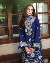 MUSHQ-3PC LAWN EMBROIDERED SHIRT WITH CHIFFON PRINTED DUPATTA AND TROUSER-BIC-4926