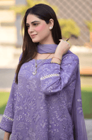 BAREEZE-3PC DHANAK EMBROIDERED SHIRT WITH CHIFFON EMBROIDERED DUPATTA AND TROUSER BIC-4163
