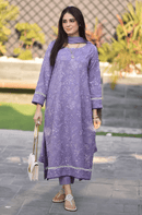 BAREEZE-3PC DHANAK EMBROIDERED SHIRT WITH CHIFFON EMBROIDERED DUPATTA AND TROUSER BIC-4163