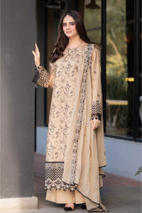 SAPPHIRE-3PC DHANAK EMBROIDERED SHIRT WITH CHIFFON EMBROIDERED DUPATTA AND TROUSER-BIC-4035