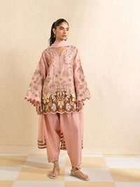SAPPHIRE-3PC DHANAK EMBROIDERED SHIRT WITH DHANAK EMBROIDERED SHAWL AND TROUSER-BIC-5298