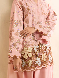 SAPPHIRE-3PC DHANAK EMBROIDERED SHIRT WITH DHANAK EMBROIDERED SHAWL AND TROUSER-BIC-5298