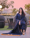 AISLING-3PC DHANAK EMBROIDERED SHIRT WITH COUTRAI PRINTED SHAWL AND TROUSER-BIC-3182