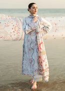 QALAMQAR - 3PC LAWN EMBROIDERED SHIRT WITH MONARK PRINTED DUPATTA AND TROUSER-BIC-3663