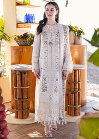 QALAMQAR-3PC LAWN EMBROIDERED SHIRT WITH CHIFFOON PRINT DUPATTA AND EMB TROUSER-BIC-4652