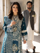 MAHNUR-3PC LAWN EMBROIDERED SHIRT WITH ORGANZA EMBROIDERED DUPATTA AND TROUSER-BIC-4609