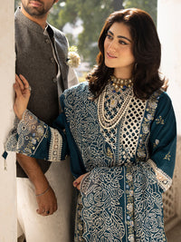 MAHNUR-3PC LAWN EMBROIDERED SHIRT WITH ORGANZA EMBROIDERED DUPATTA AND TROUSER-BIC-4609