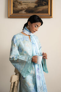 AYZEL-3PC LAWN PRINTED EMB SHIRT WITH SILK PRINTED DUPATTA AND PRINTED TROUSER-BIC-043