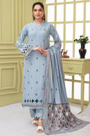 BRANDS INN-3PC DHANAK EMBROIDERED SHIRT WITH HEAVY CUTWORK EMBROIDERED DHANAK SHAWL AND TROUSER-BIC -1506