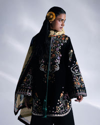 HUSSAIN REHAR-3PC DHANAK EMBROIDERED SHIRT WITH COUTRAI PRINTED SHAWL AND TROUSER-BIC-5237