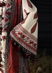 HUSSAIN REHAR-3PC DHANAK EMBROIDERED SHIRT WITH WOOL PRINTED SHAWL AND EMB TROUSER -BIC-5186