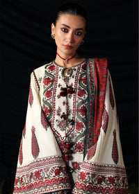 HUSSAIN REHAR-3PC DHANAK EMBROIDERED SHIRT WITH WOOL PRINTED SHAWL AND EMB TROUSER -BIC-5186