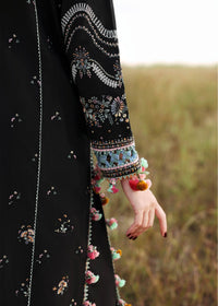 HUSSAIN REHAR-3PC KARANDI EMBROIDERED SHIRT WITH COUTRAI PRINTED SHAWL AND EMB TROUSER-BIC-5220