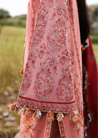 HUSSAIN REHAR-3PC DHANAK EMBROIDERED SHIRT WITH WOOL PRINT SHAWL AND EMB TROUSER -BIC-5160