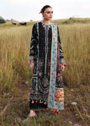 HUSSAIN REHAR-3PC KARANDI EMBROIDERED SHIRT WITH COUTRAI PRINTED SHAWL AND EMB TROUSER-BIC-5220