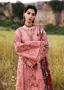 HUSSAIN REHAR-3PC DHANAK EMBROIDERED SHIRT WITH WOOL PRINT SHAWL AND EMB TROUSER -BIC-5160
