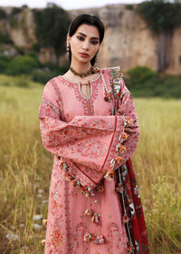 HUSSAIN REHAR-3PC DHANAK EMBROIDERED SHIRT WITH WOOL PRINT SHAWL AND EMB TROUSER -BIC-5160