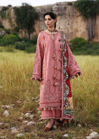 HUSSAIN REHAR-3PC DHANAK EMBROIDERED SHIRT WITH WOOL PRINT SHAWL AND EMB TROUSER -BIC-5160