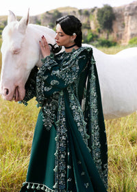 HUSSAIN REHAR-3PC KARANDI EMBROIDERED SHIRT WITH KARANDI EMBROIDERED SHAWL AND TROUSER-BIC-5249