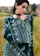 HUSSAIN REHAR-3PC KARANDI EMBROIDERED SHIRT WITH KARANDI EMBROIDERED SHAWL AND TROUSER-BIC-5249