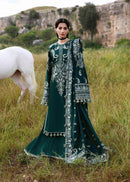 HUSSAIN REHAR-3PC KARANDI EMBROIDERED SHIRT WITH KARANDI EMBROIDERED SHAWL AND TROUSER-BIC-5249