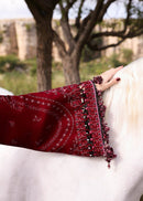 HUSSAIN REHAR-3PC KARANDI EMBROIDERED SHIRT WITH WOOL PRINTED SHAWL AND TROUSER-BIC-5215