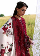HUSSAIN REHAR-3PC KARANDI EMBROIDERED SHIRT WITH WOOL PRINTED SHAWL AND TROUSER-BIC-5215