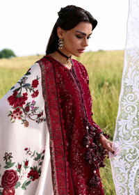 HUSSAIN REHAR-3PC KARANDI EMBROIDERED SHIRT WITH WOOL PRINTED SHAWL AND TROUSER-BIC-5215
