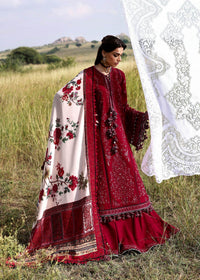 HUSSAIN REHAR-3PC KARANDI EMBROIDERED SHIRT WITH WOOL PRINTED SHAWL AND TROUSER-BIC-5215