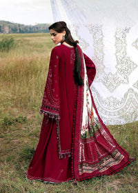 HUSSAIN REHAR-3PC KARANDI EMBROIDERED SHIRT WITH WOOL PRINTED SHAWL AND TROUSER-BIC-5215