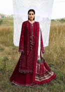 HUSSAIN REHAR-3PC KARANDI EMBROIDERED SHIRT WITH WOOL PRINTED SHAWL AND TROUSER-BIC-5215