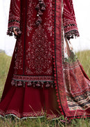 HUSSAIN REHAR-3PC KARANDI EMBROIDERED SHIRT WITH WOOL PRINTED SHAWL AND TROUSER-BIC-5215